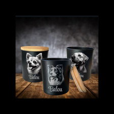 Leckerliglas Kerzenglas Schwarz 400ml Gravur Hunderasse mit Name Personalisiert