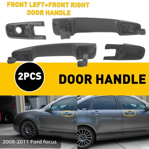 Exterior Door For Handle Ford Focus 2008-2011 Set of 2 Black Plastic