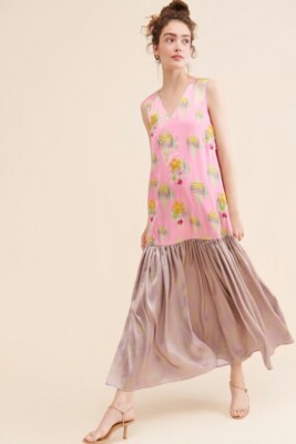 Anthropologie Siddhartha Bansal Flounced Embellished Maxi Dress Size 2XS