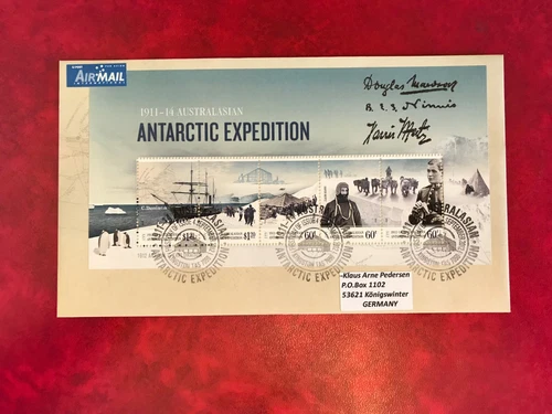 AAT AUSTRALIAN ANTARCTIC 2012 FDC AAE CENTENARY MERTZ OVERPRINT MINISHEET COVER