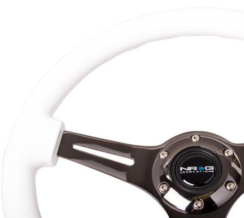 NRG ST-015BK-WT 350mm White Wood Gloss Black Center Steering Wheel Universal - Picture 3 of 3