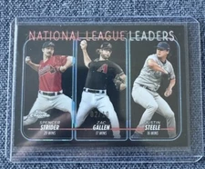 2024 Topps Chrome Sapphire Black /10 League Leaders Strider, Gallen, Steele #309