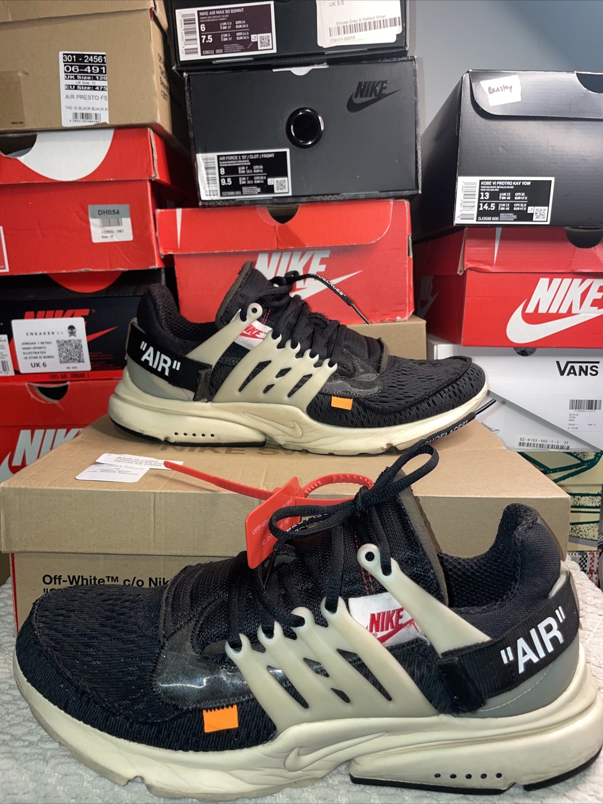 OFF WHITE X NIKE Nike x Off bianche ""The Ten"" Air Presto nere Muslin UK 12 US 13 47 5