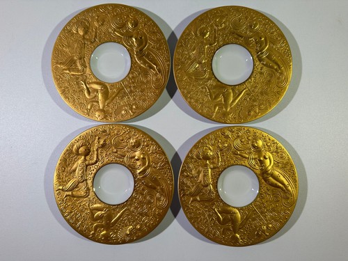 Set of 4 Rosenthal Magic Flute Gold Demitasse Cups & Saucers Bjorn Wiinblad Zaub - Picture 2 of 5