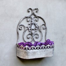 Vintage Wandblumenkasten Blumen Wandkorb Metall Shabby Blumenkasten hängend