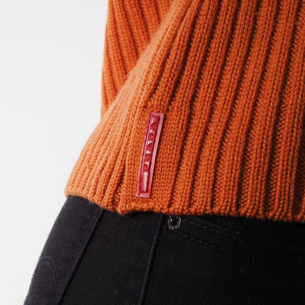 PRADA orange sweater プラダ ヴィンテージ ニット セーター PRADA Women's Vintage Wool Knit Orange Turtleneck Sweater