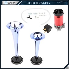 Super Loud Car Truck Boat Dual Trumpet Train Air Horn Compressor Kit 12v 150db Super Loud Car Truck Boat Dual Trumpet Train Air Horn Compressor Kit 12v 150db