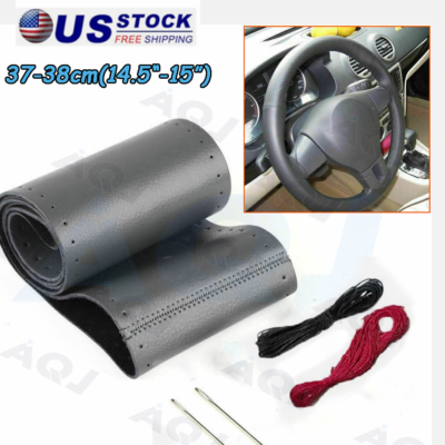 Car Truck Steering Wheel Cover Leather Stitch on 15 16 17 18 19 inch 38