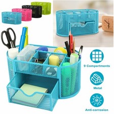 9 in1 Desk Organizer Metal Mesh Office Pen Pencil Holder Storage Desktop Tray