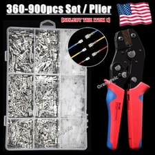 900PCS Assortment Electrical Wire Connectors Spade Kit Crimp Terminals/Pliers US