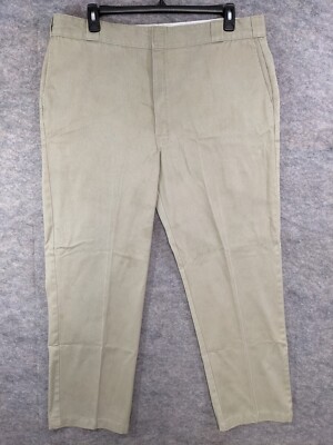 Dickies Pants Mens 42 X 32 Beige 874KH Straight Chino Flat Front Casual Workwear