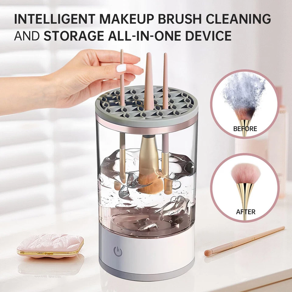 Electric Makeup Brush Cleaner Automatic Cosmetic Brushes Cleaning Machine US New - Image 2 of 4