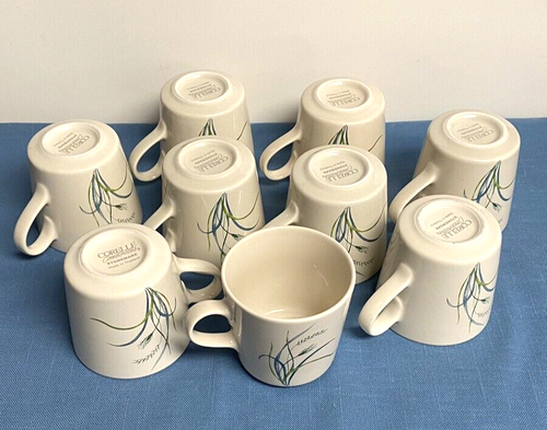 Set of 9 Corelle Coordinates Stoneware Ivory Coffee Tea Mugs Cups Wheat Design - Picture 4 of 8