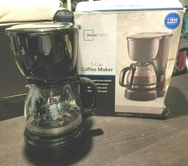 Coffee Maker 5 Cup Home Kitchen Black Americano Machine Removable Filter Basket Photo Related