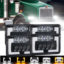 4pcs For Isuzu NQR NPR NPR-HD Kenworth 4x6" LED Headlights Hi/Lo Sealed Beam DRL