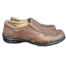 Hush Puppies Loafers Mens 9 Brown Leather Low Top Slip On Casual Shoes