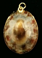 SHELL TRANSPARENT ELECTROPLATED GOLD TRIM PENDANT VINTAGE
