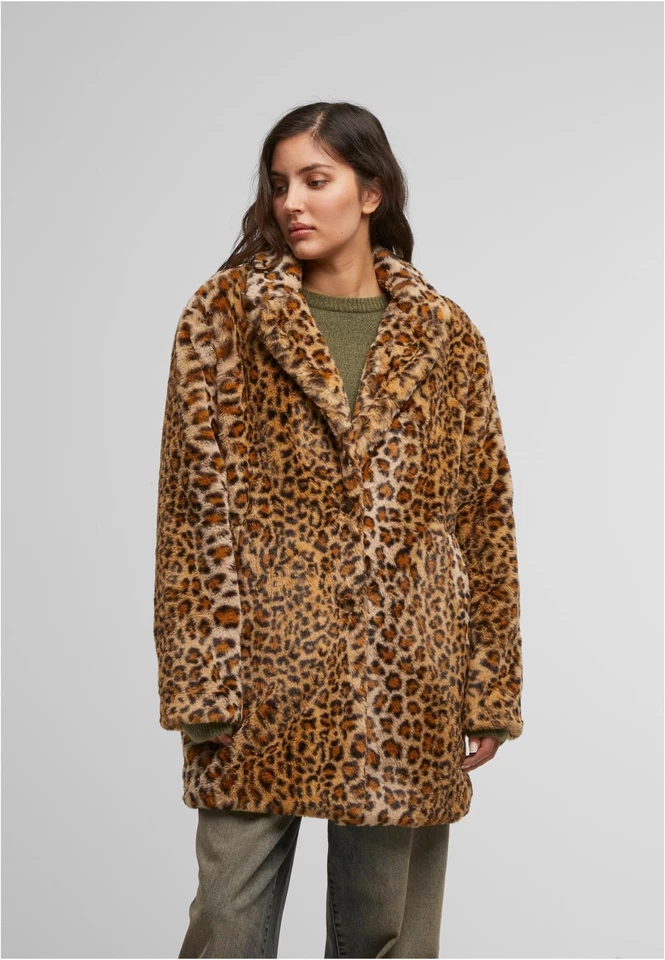 Damen Oversized Faux Fur Leo Mantel | Urban Classics | TB7937 - Bild 1 von 1