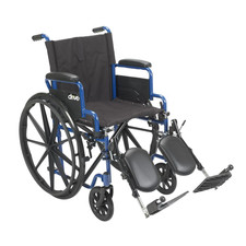 Drive Medical Wheelchair blue stripes with foldable desk arm  20" seat  footre