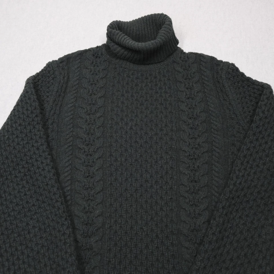 Suéter Massimo Dutti Hombre M Tejido con Cable Lana Pescador Hecho en España Verde Foto 2 de 4