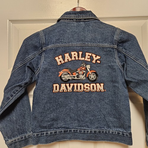 Harley Davidson Graphic Denim Kid's Jacket Size 8/10 NEW NEVER WORN Fast Shippin