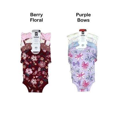 Member's Mark Baby Girls Organic Cotton Bodysuits 4-Pack, Long Sleeve with Snaps