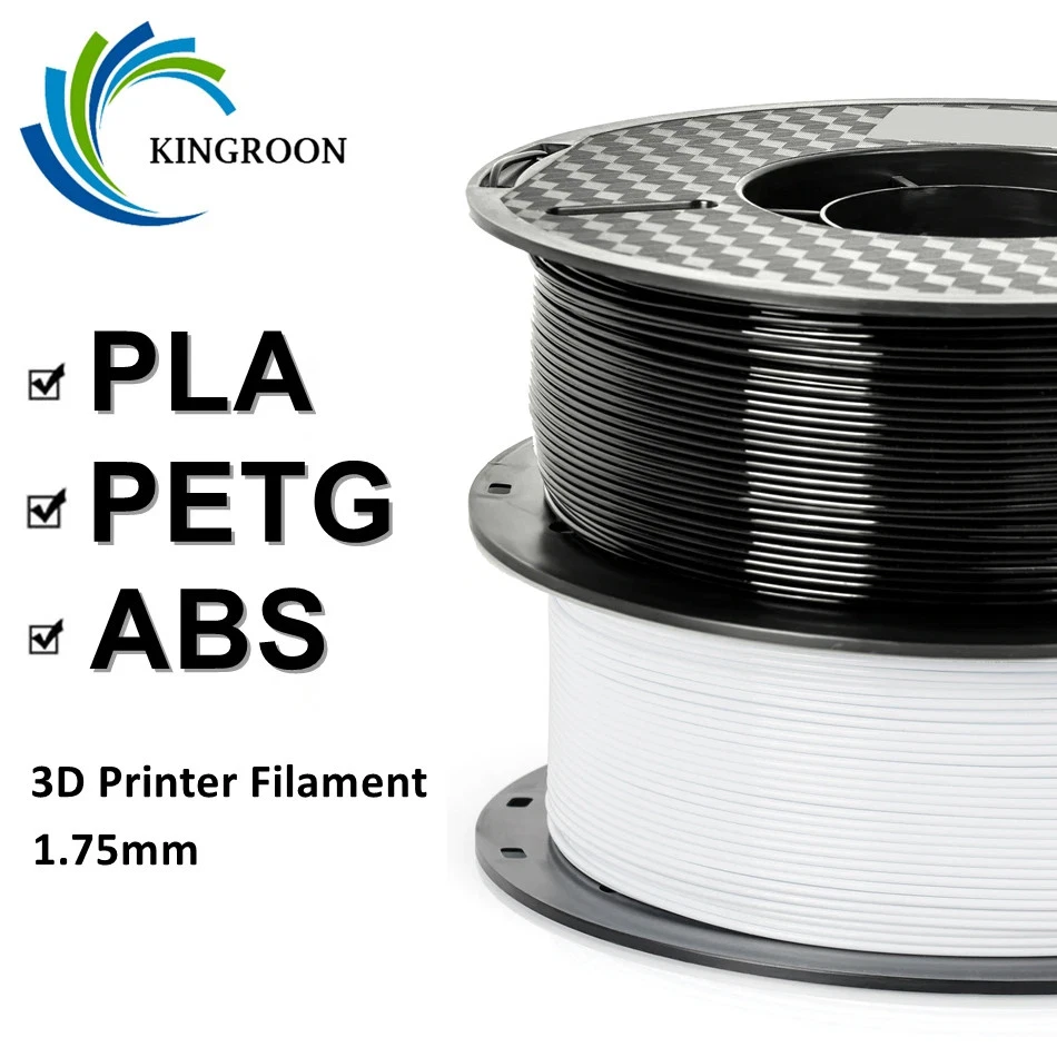 Filamento 1,75 mm preto branco cinza, 10 rolos PLA ABS PETG plástico para impressora 3D - Imagem 2 de 4