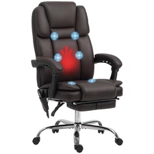 Vinsetto Vibration Massage Office Chair with Heat, PU Leather, Brown