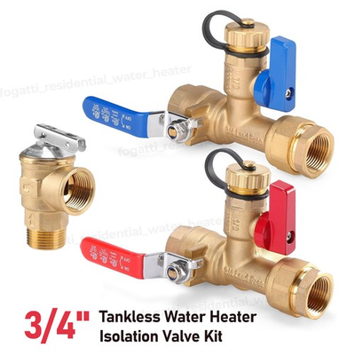 #ad 3 4quot; Threaded Isolation Valve amp; Pressure Relief Kits for Tankless Water Heater $68.99