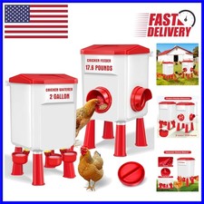 Durable Chicken Feeder Waterer Set with Rain Cover - Maximum Poultry Health
