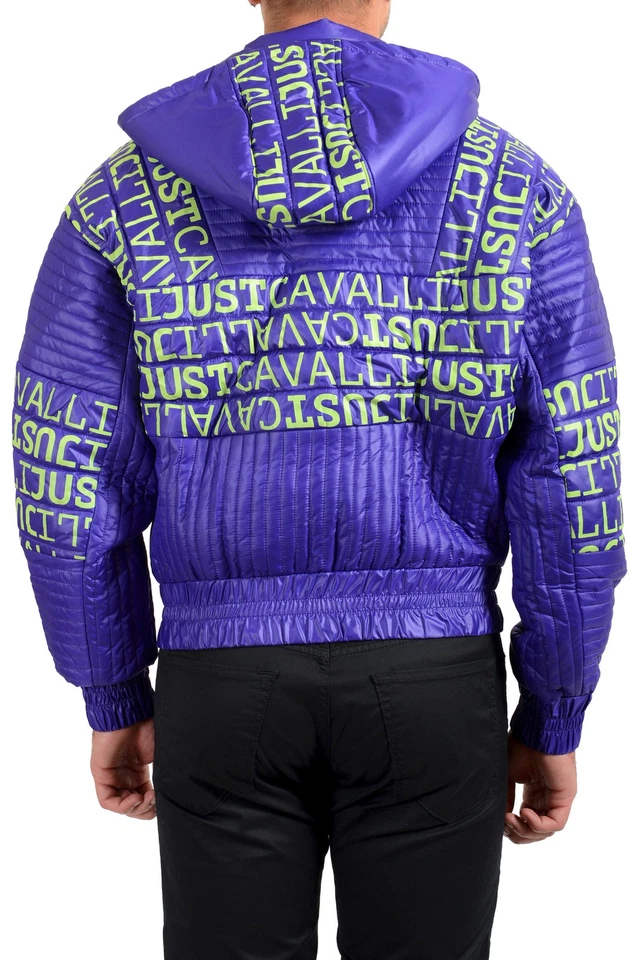 Chaqueta Parka Just Cavalli Para Hombre Estampado de Logotipo Con Capucha Cremallera Completa EE. UU. S IT 48 Foto 3 de 4