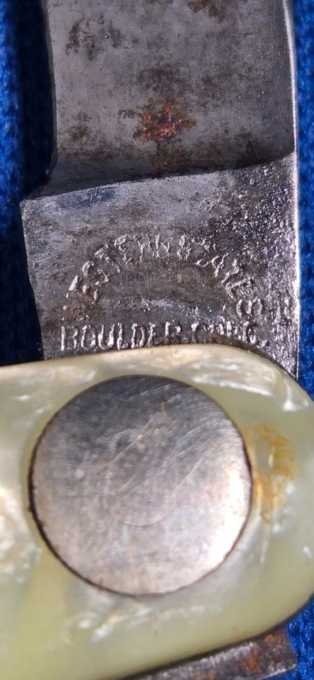 Navaja de bolsillo vintage Western States 2 hojas 1911-1950 Boulder Colo. Hielo agrietado Foto 4 de 4