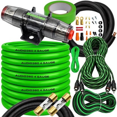 AUDIO360 4500W 4 Gauge Amplifier Wiring Kit with 80A, 100A Fuse Holder & RCA