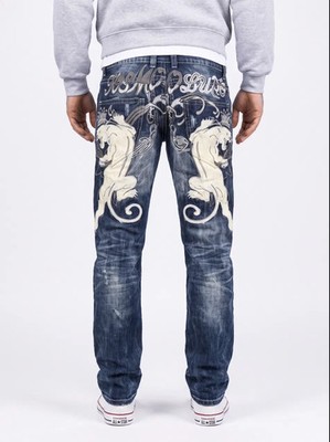 Kosmo Lupo K&M Jeans straight   Panther Stickerei, Neu mit Etikett, Größe W30