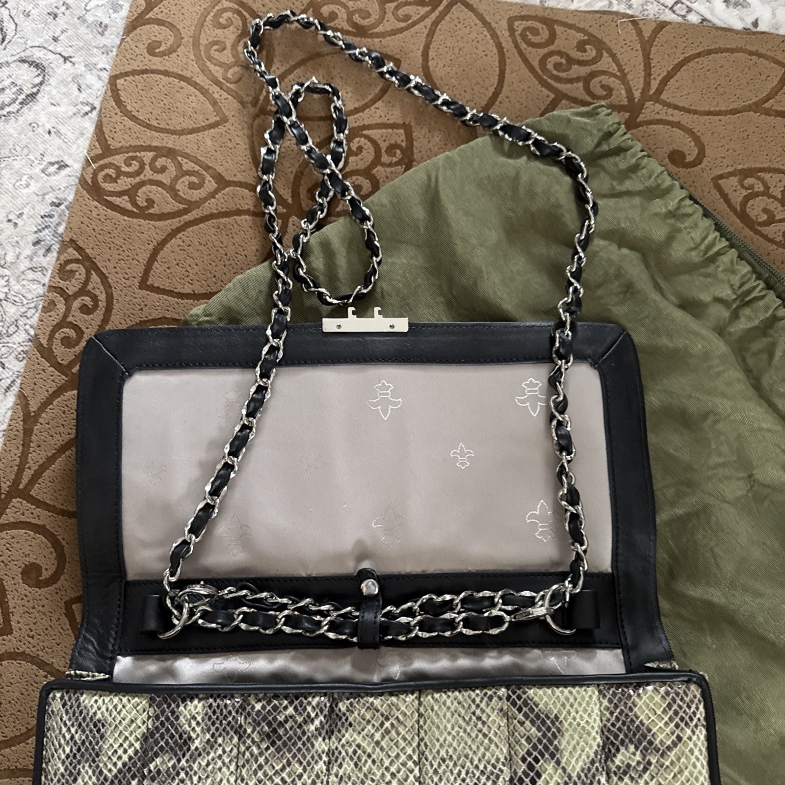 JUDITH RIPKA Python Snakeskin Print Leather Quilt… - image 6