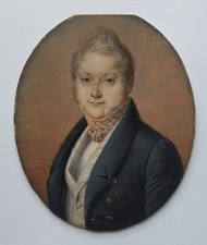 Tableau ancien - Portrait miniature - A restaurer