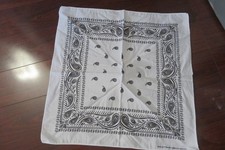 Colorfast Bandana RN 13960 White n Black 20x20 100 Cotton