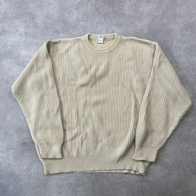 L.L.Bean Pullover Herren XL gerippt 100% Baumwolle Grobstrick Pulli Sweater, beige