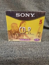 Sony CD-R 5 Pack 700MB 80min 1x-48x in Slim Jewel Cases High Speed Sealed