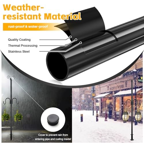 String Light Poles for Outside, 10FT Heavy Duty Outdoor String Light Pole 