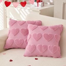 Valentines Day Throw Pillow Covers 18x18 inch Set of 18" x 18" Pack of 2 Pink