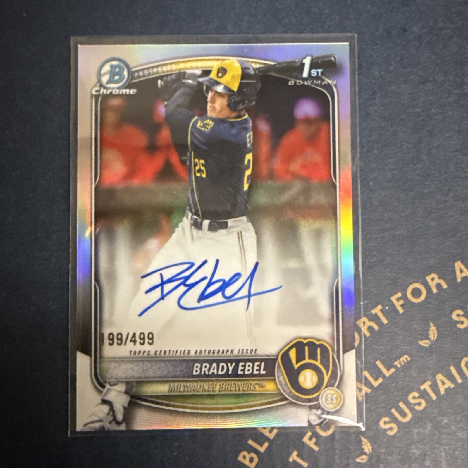 2025 Bowman Draft Chrome Brady Ebel Refractor Auto /499 #CPA-BE Brewers