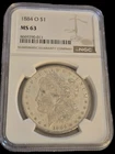1884-O New Orleans Morgan Silver Dollar Graded NGC MS63