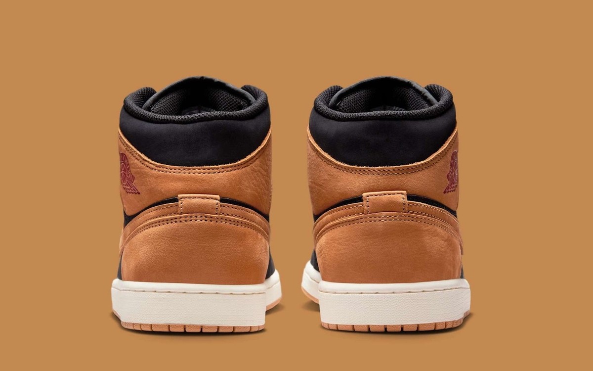 Nike Air Jordan 1 Mid SE Shoes Black Flax Varsity Red HV4091-002