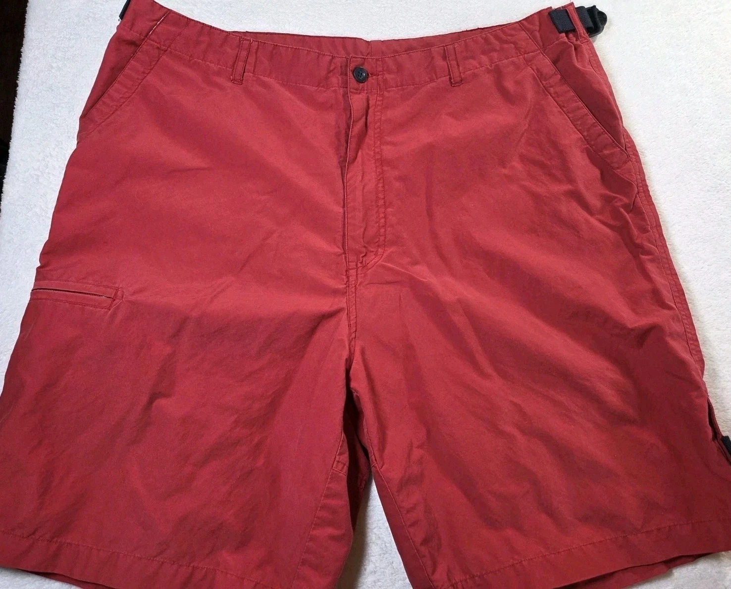 ExOfficio Emergency Exit Cargo Shorts Mens 38 Red Travel Hiking Utility Outdoor