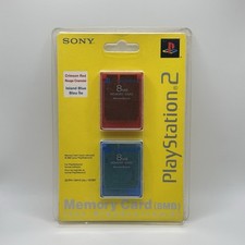 OEM Sony Playstation 2 Memory Card 2 Pack Crimson Red  Island Blue NEW Sealed