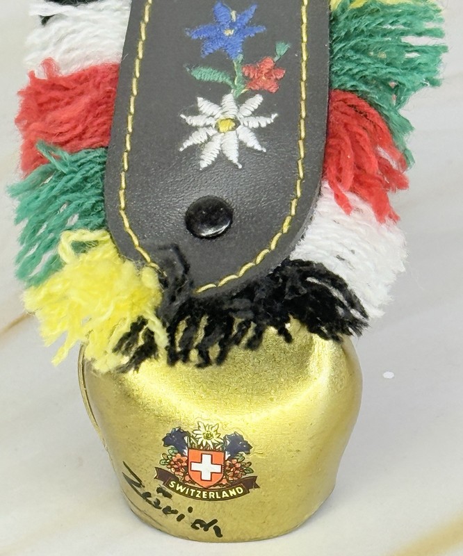 Swiss Cowbell With Leather And Multicolored Fringe Switzerland