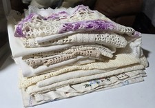 Lot of 15 Vtg Doilies Table Runners Mixed Styles Shapes Mixed Materials
