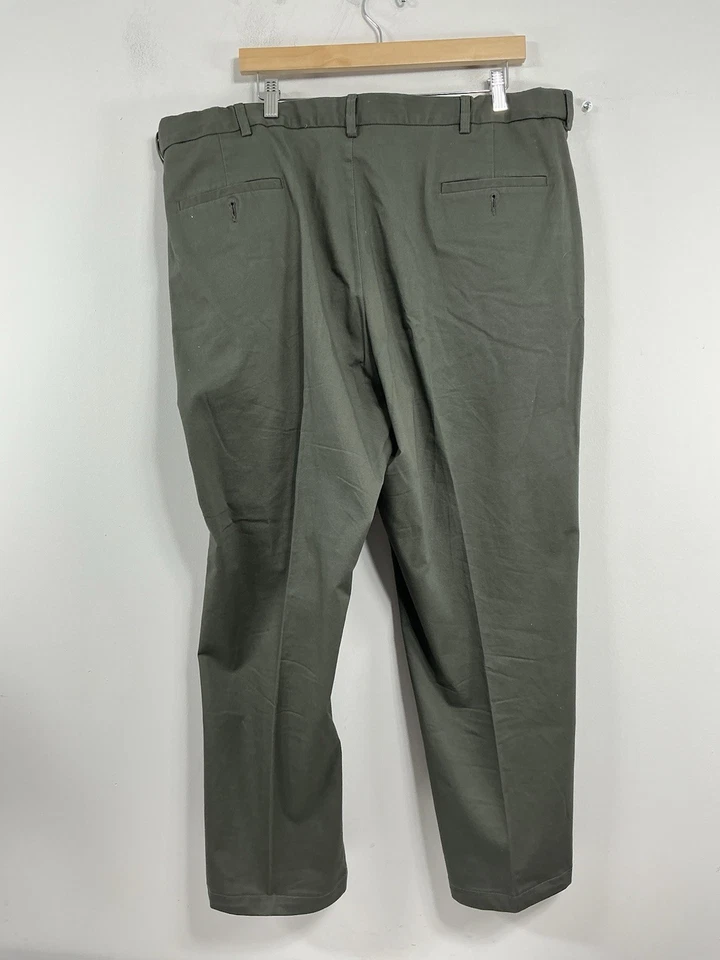 Calça social masculina Haggar ajuste clássico 42x30 cintura ajustável verde - Imagem 2 de 4