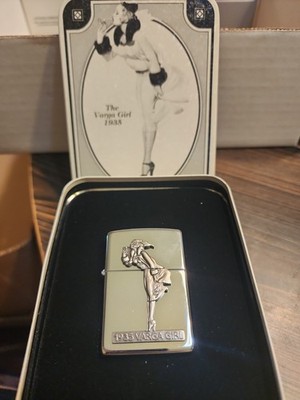 Vintage Zippo 1993 The Varga Girl 1935 Oil Lighter w/ Tin Case Unfired